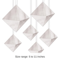 72 Pack Bulk 3-D Foil Party Diamonds - Silver