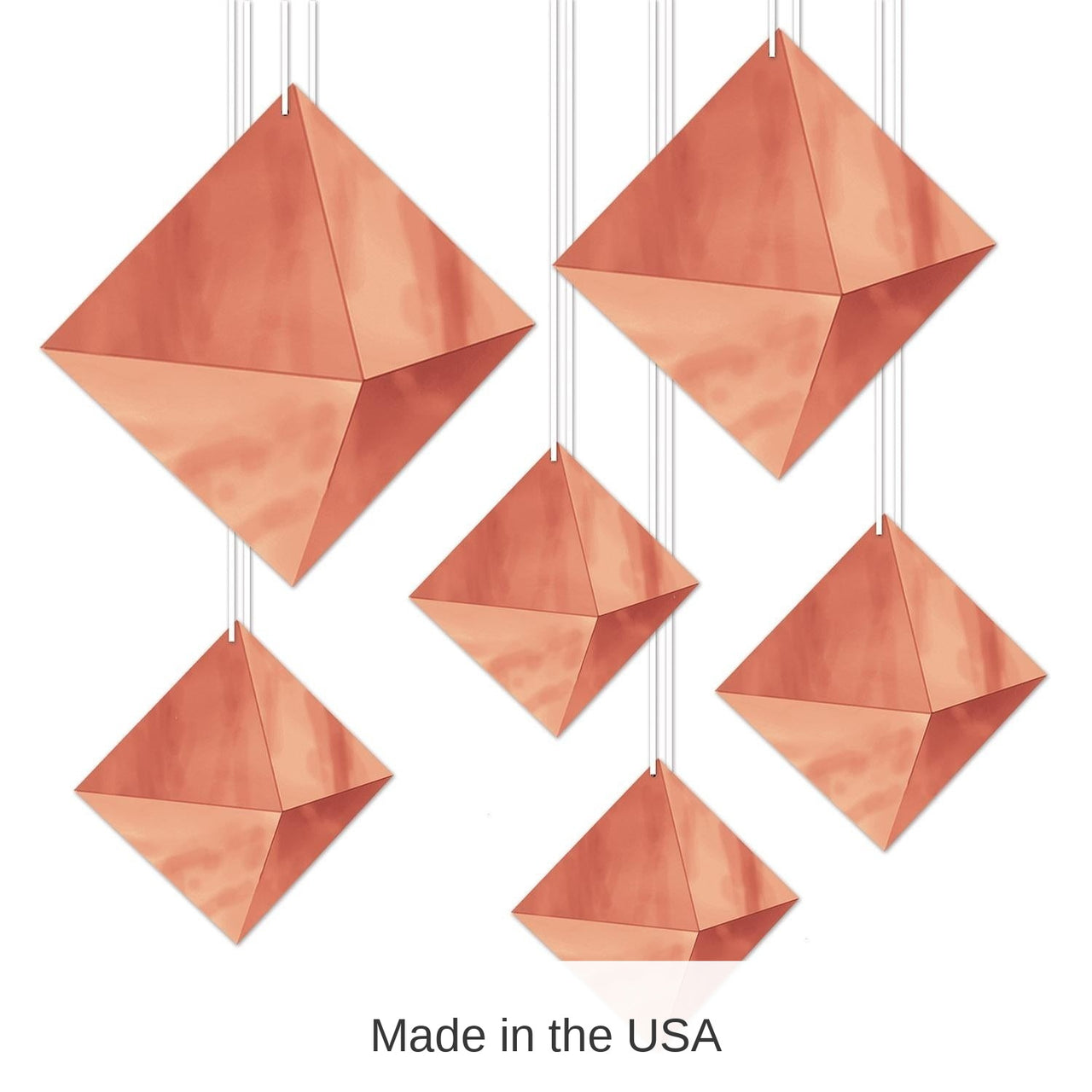 72 Pack Bulk 3-D Foil Party Diamonds - Rose Gold