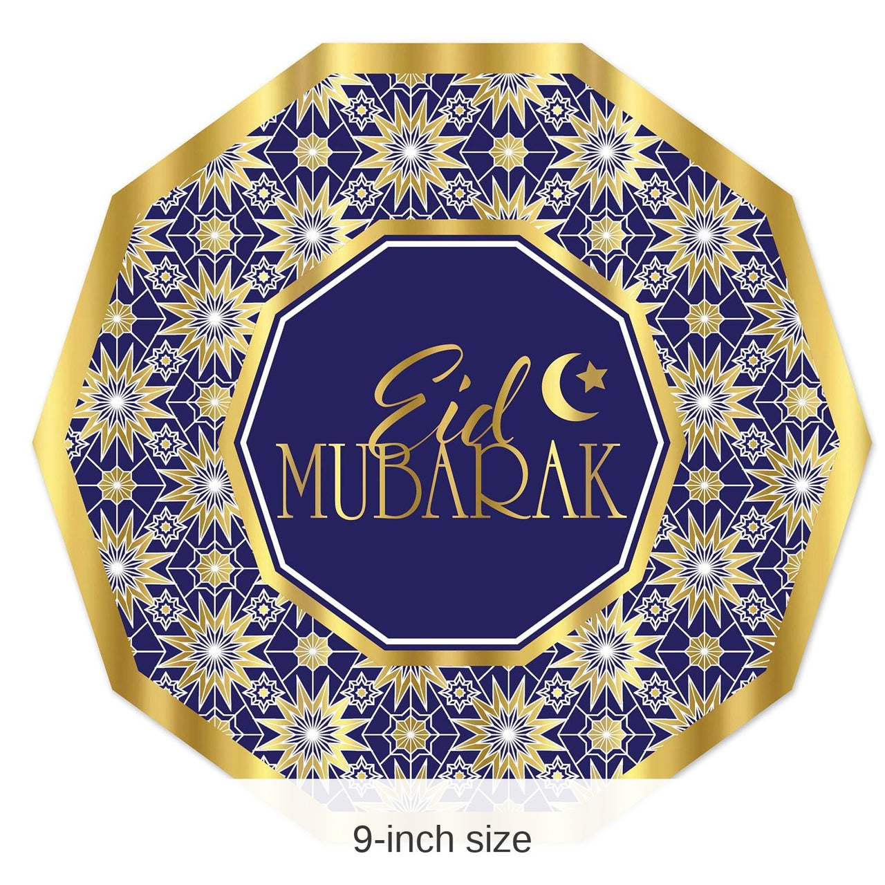 96 Pack Bulk Ramadan Theme Decagon Paper Plates 9 inch