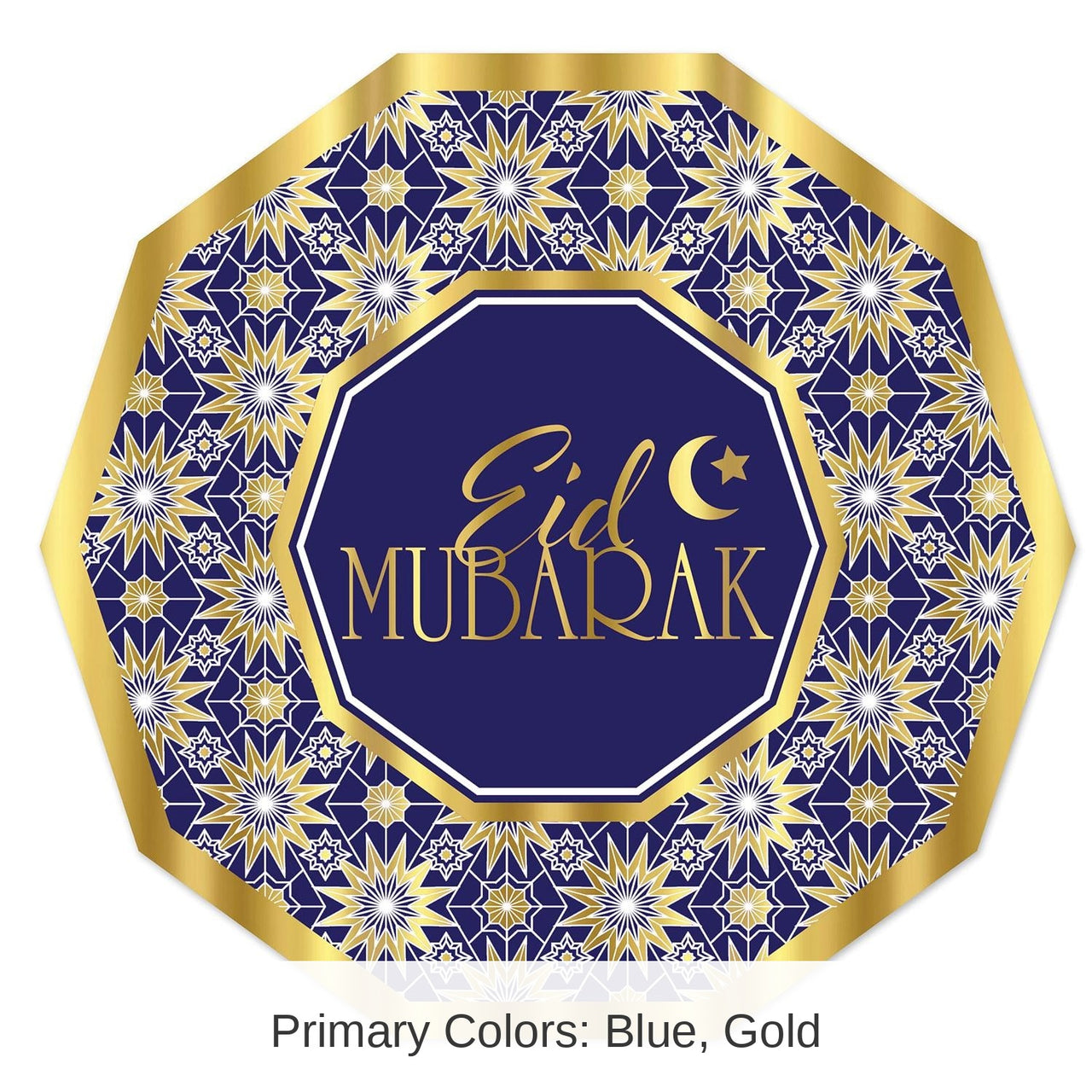 96 Pack Bulk Ramadan Theme Decagon Paper Plates 9 inch