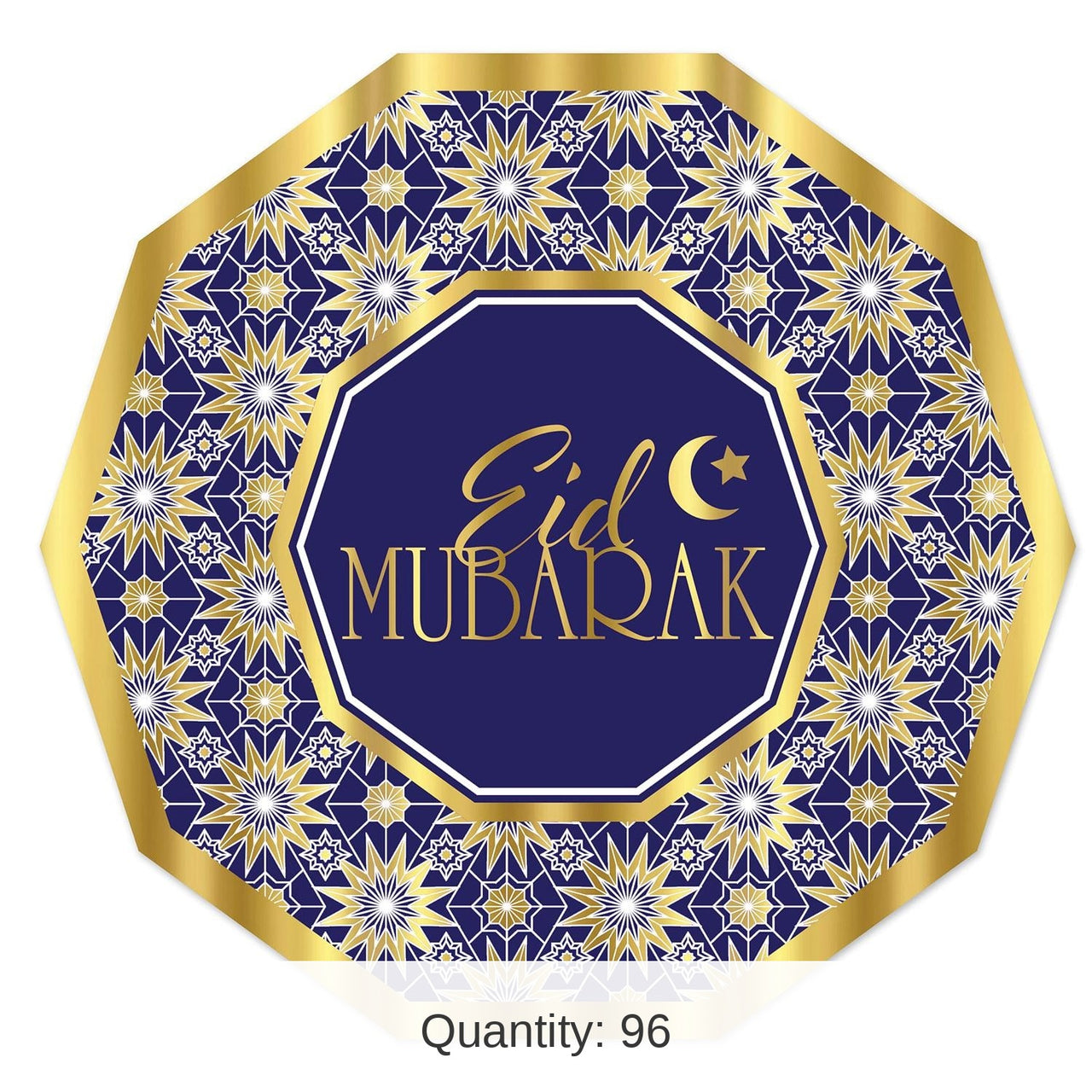96 Pack Bulk Ramadan Theme Decagon Paper Plates 9 inch