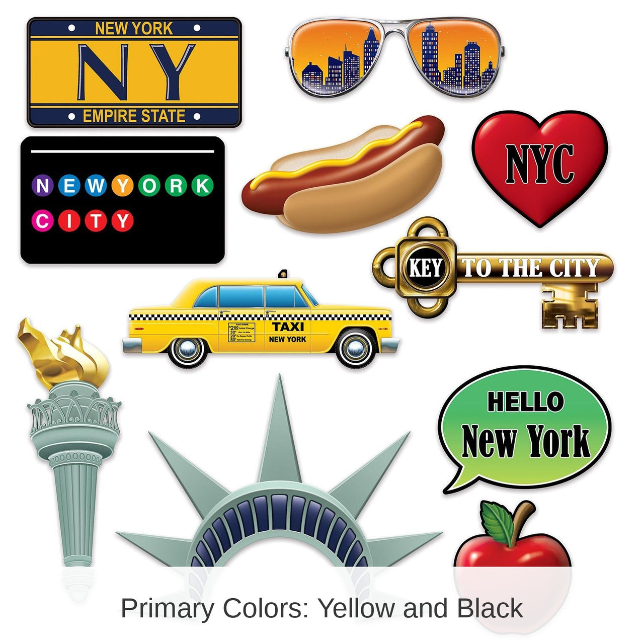 132 Piece Bulk New York City Party Photo Fun Signs