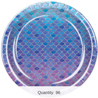 96 Pack Bulk Mermaid Scales Paper Plates 9 inch