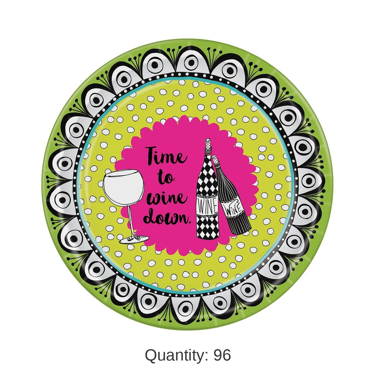 96 Pack Bulk Dolly Mama's Wine Celebration Party Paper Plates 9 inch