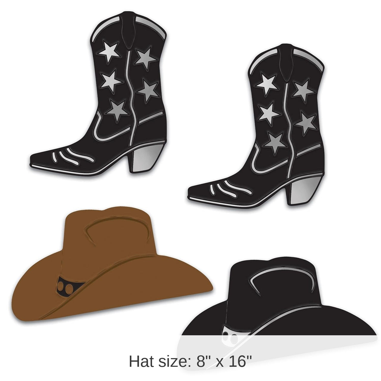 48 Piece Bulk Foil Cowboy Hat/Boot Silhouettes
