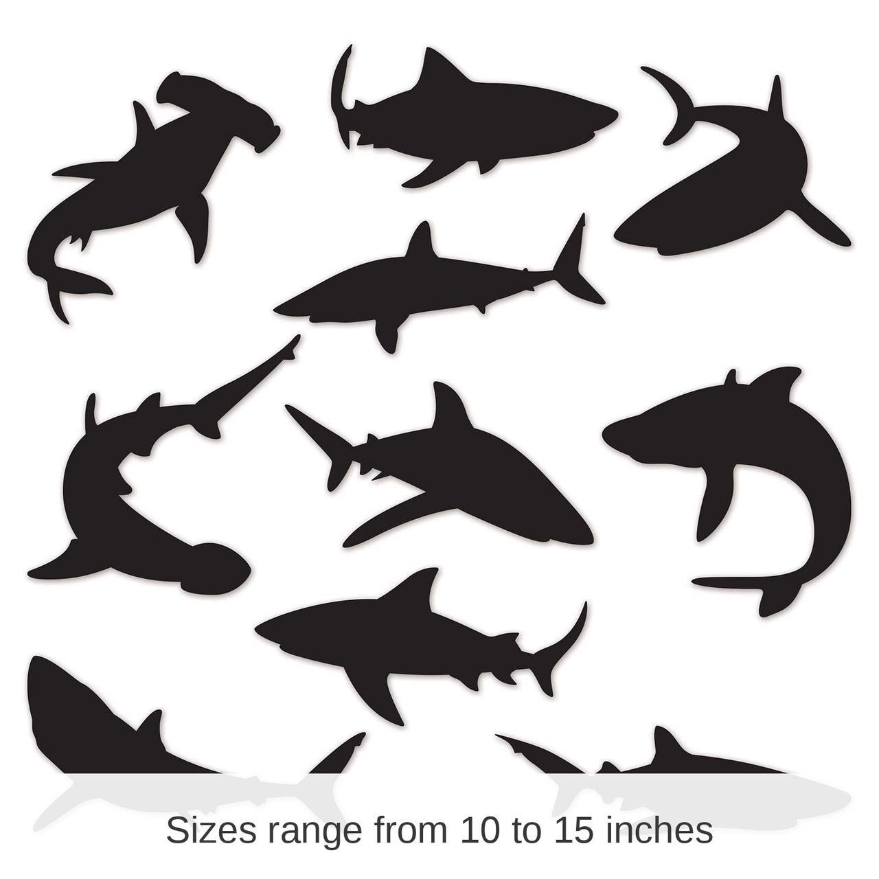 120 Pack Bulk Shark Party Silhouettes