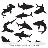 120 Pack Bulk Shark Party Silhouettes