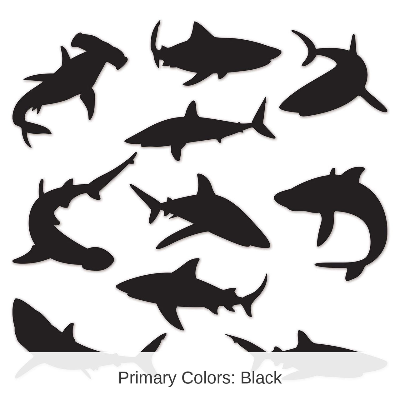 120 Pack Bulk Shark Party Silhouettes