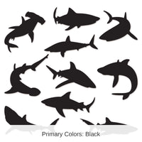 120 Pack Bulk Shark Party Silhouettes