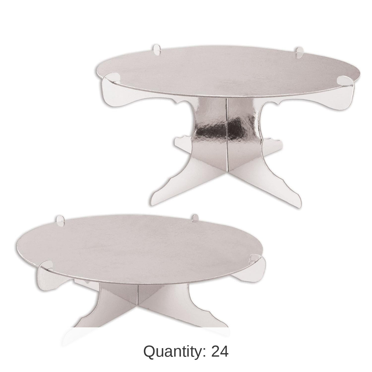 24 Pack Bulk Metallic Party Cake Stands - Silver