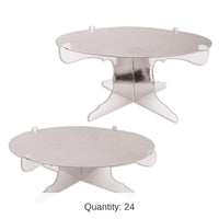 24 Pack Bulk Metallic Party Cake Stands - Silver