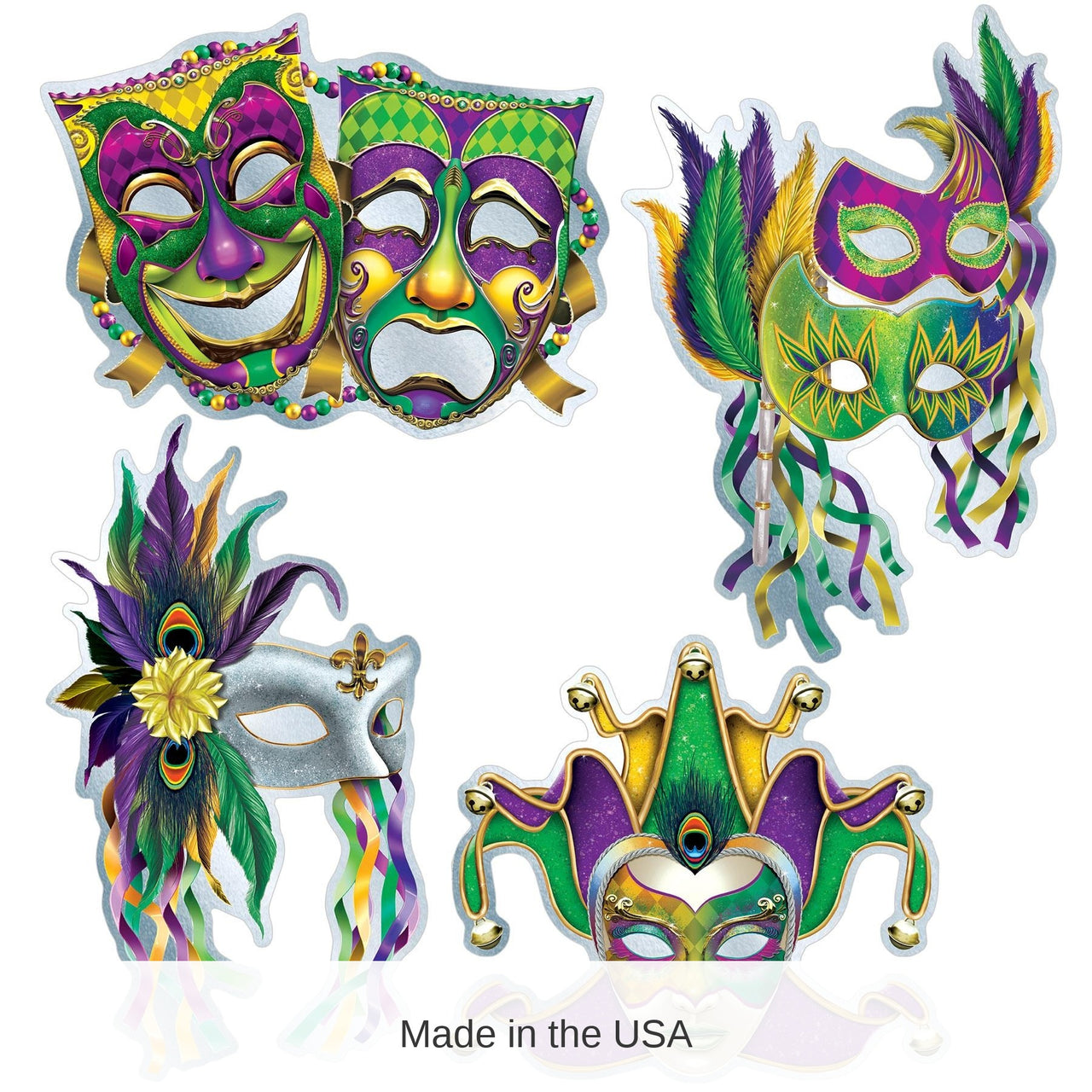 48 Pack Bulk Foil Mardi Gras Mask Cutouts