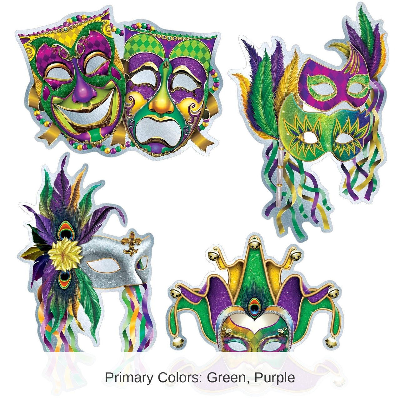 48 Pack Bulk Foil Mardi Gras Mask Cutouts