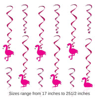 72 Pack Bulk Luau Party Flamingo Whirls