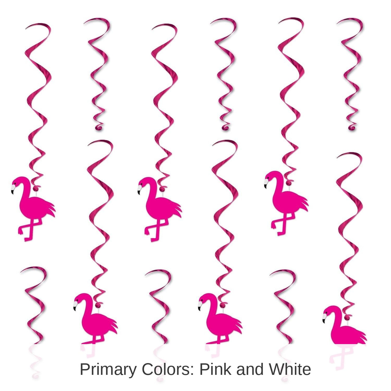 72 Pack Bulk Luau Party Flamingo Whirls