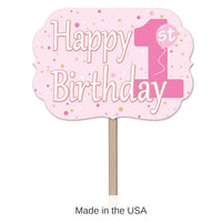 6 Pack Bulk 1st Birthday Party Yard Sign - Pink
