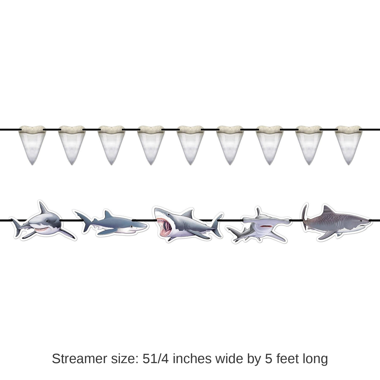 12 Pack Bulk Shark Party Streamer Set
