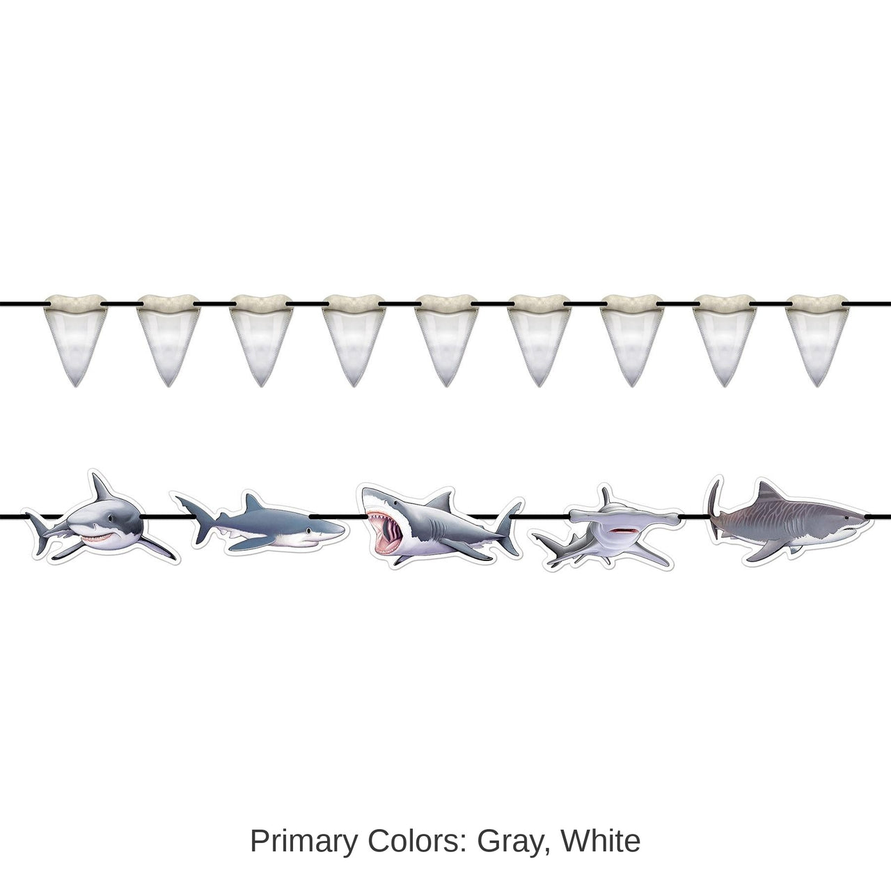 12 Pack Bulk Shark Party Streamer Set