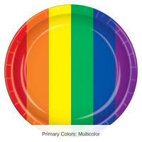 12 Pack Bulk Rainbow Paper Plates 9 inch, 8/Pkg, 96/Case (Party Pack)