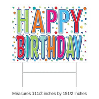 6 Pack Bulk All Weather-Plastic Happy Birthday Party Yard Sign