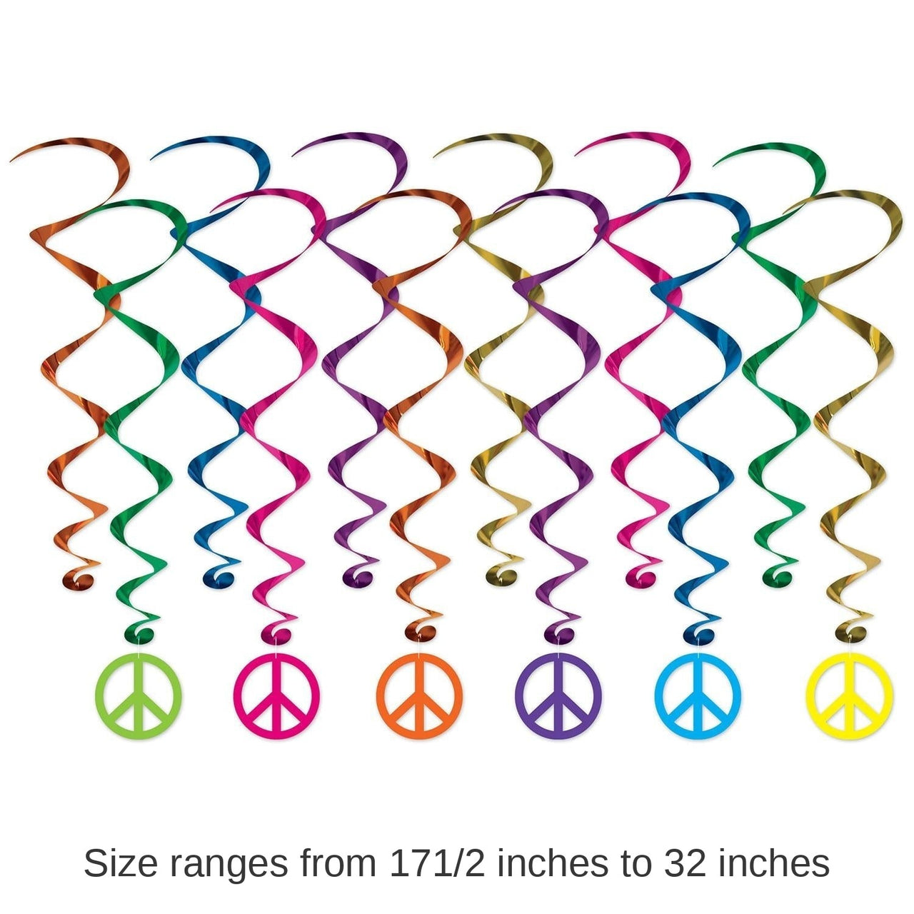 72 Pack Bulk Peace Sign Party Whirls