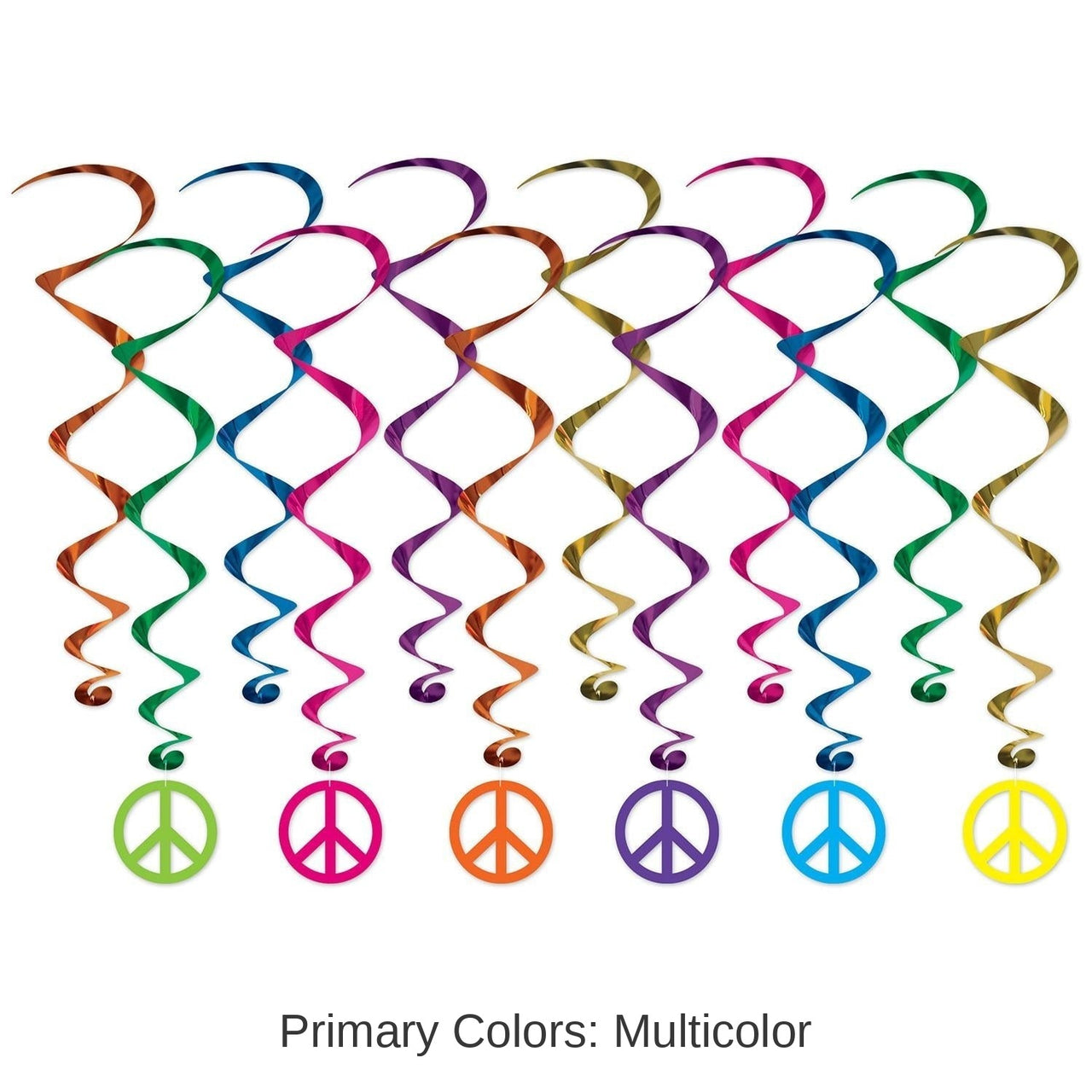 72 Pack Bulk Peace Sign Party Whirls