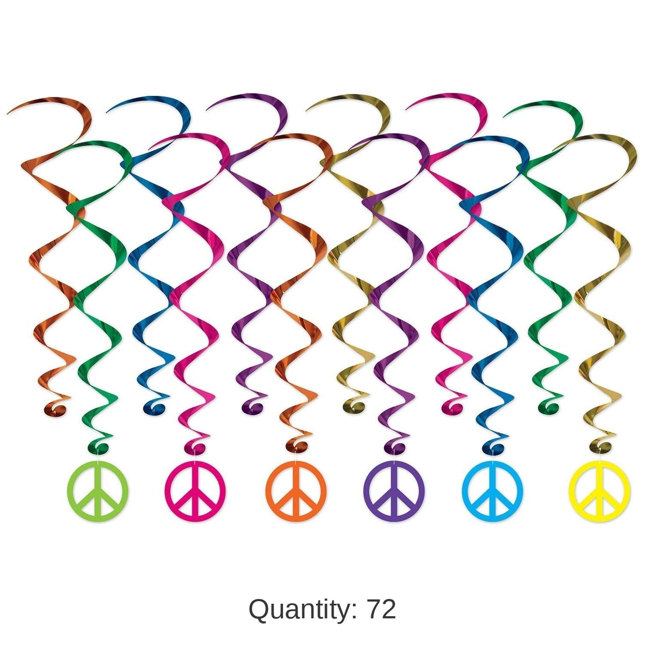 72 Pack Bulk Peace Sign Party Whirls