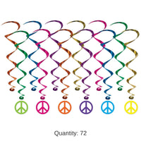 72 Pack Bulk Peace Sign Party Whirls