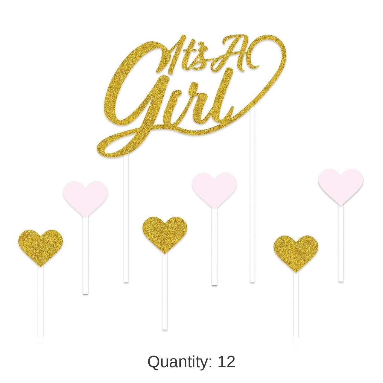 12 Pack Bulk It's A Girl Cake Topper