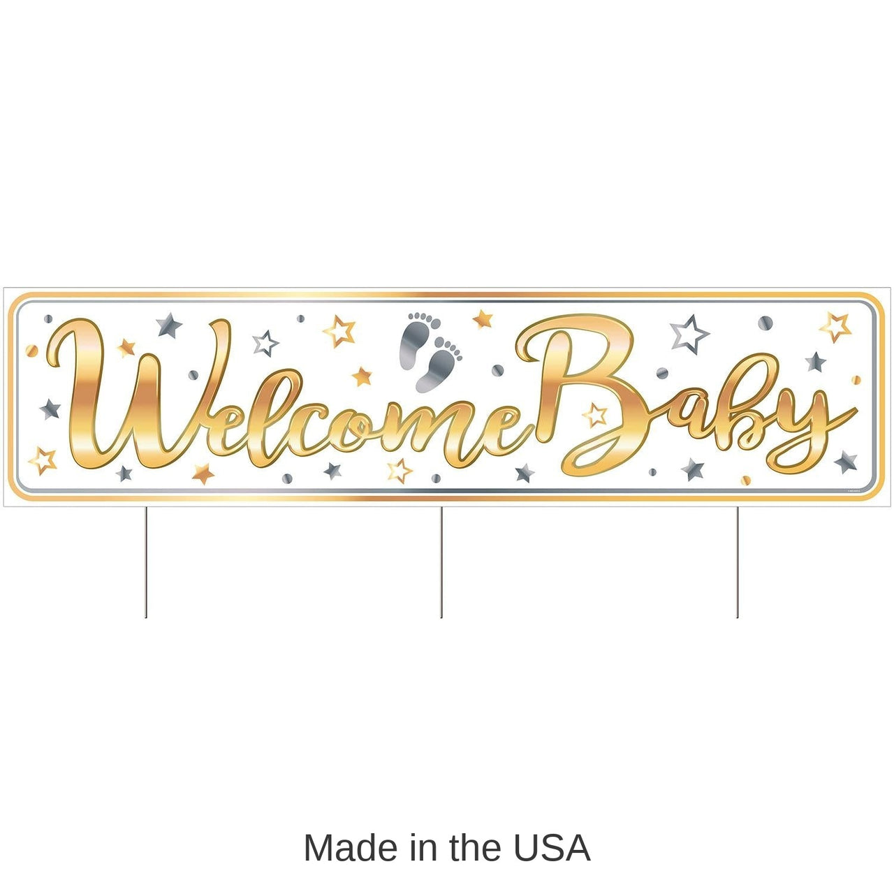 6 Pack Bulk Plastic Jumbo Welcome Baby Yard Sign