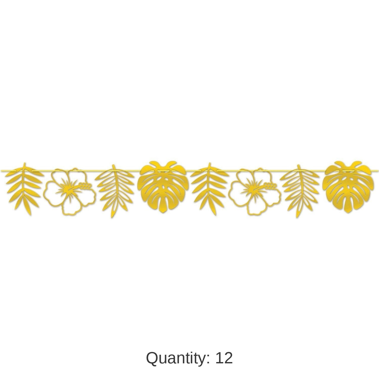 12 Pack Bulk Luau Party Foil Die-Cut Floral Streamer