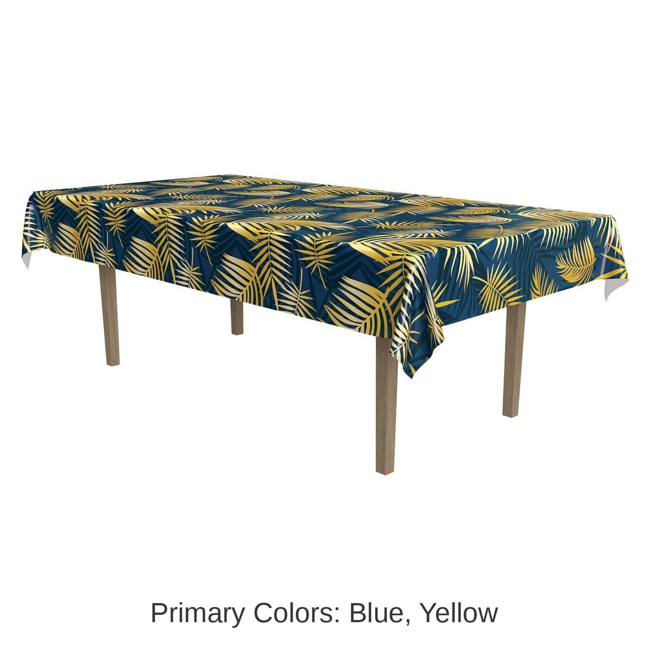 12 Pack Bulk Luau Party Palm Leaf Tablecover- Navy and Gold