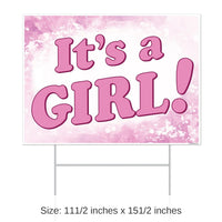 6 Pack Bulk Plastic It's A Girl! Yard Sign