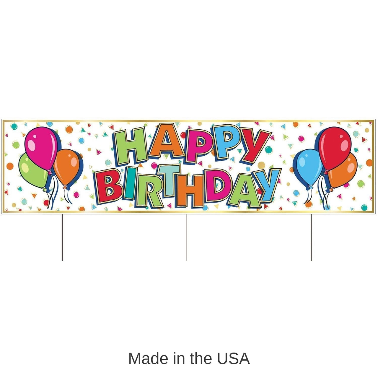 6 Pack Bulk Plastic Jumbo Happy Birthday Party Yard Sign- Multicolor
