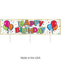 6 Pack Bulk Plastic Jumbo Happy Birthday Party Yard Sign- Multicolor