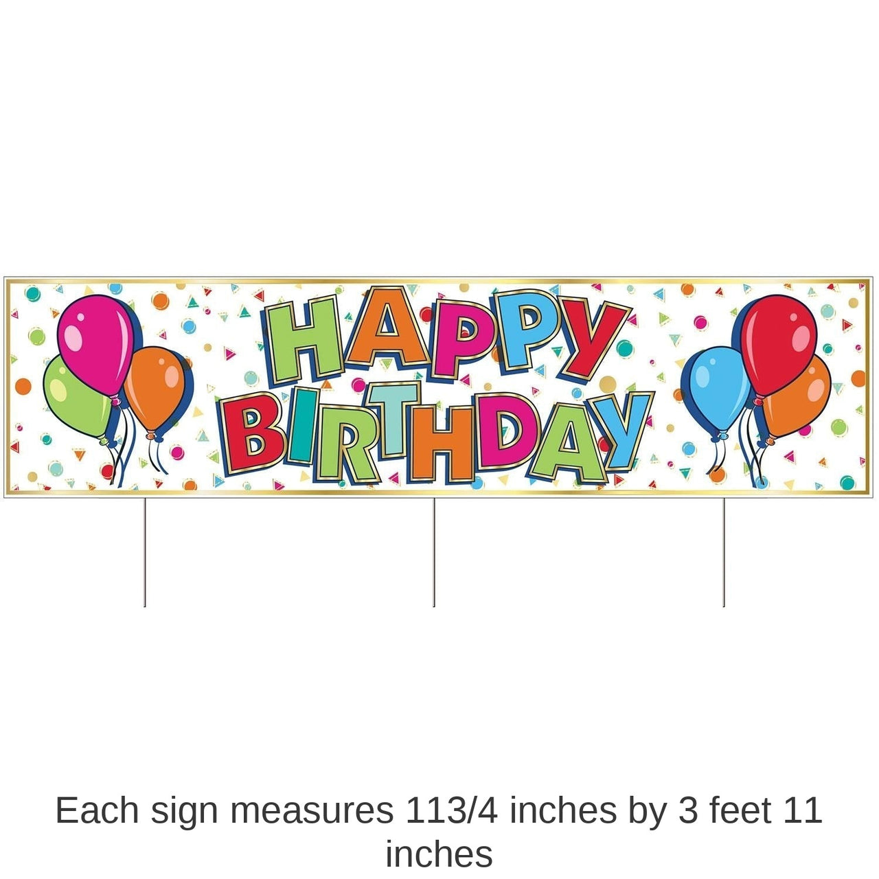 6 Pack Bulk Plastic Jumbo Happy Birthday Party Yard Sign- Multicolor