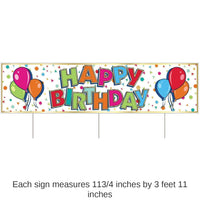 6 Pack Bulk Plastic Jumbo Happy Birthday Party Yard Sign- Multicolor