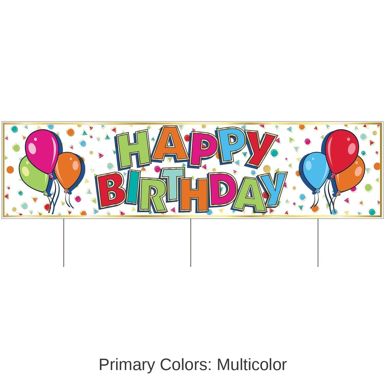6 Pack Bulk Plastic Jumbo Happy Birthday Party Yard Sign- Multicolor