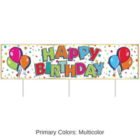 6 Pack Bulk Plastic Jumbo Happy Birthday Party Yard Sign- Multicolor