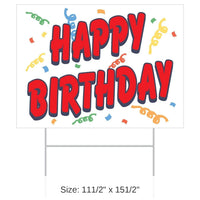 6 Pack Bulk Red-Plastic Happy Birthday Party Yard Sign