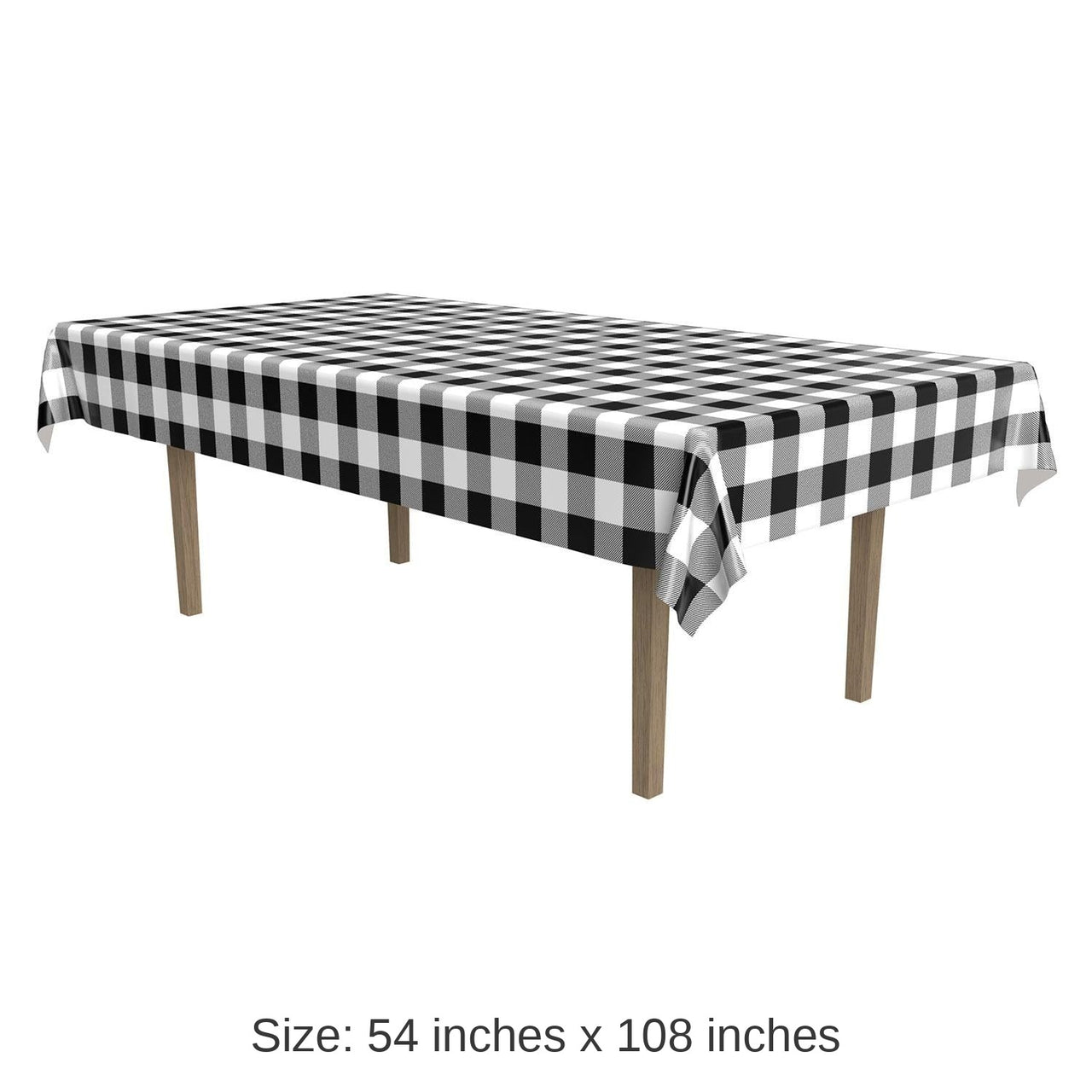 Bulk 12 Pack Bulk Black/White Plaid Party Tablecover