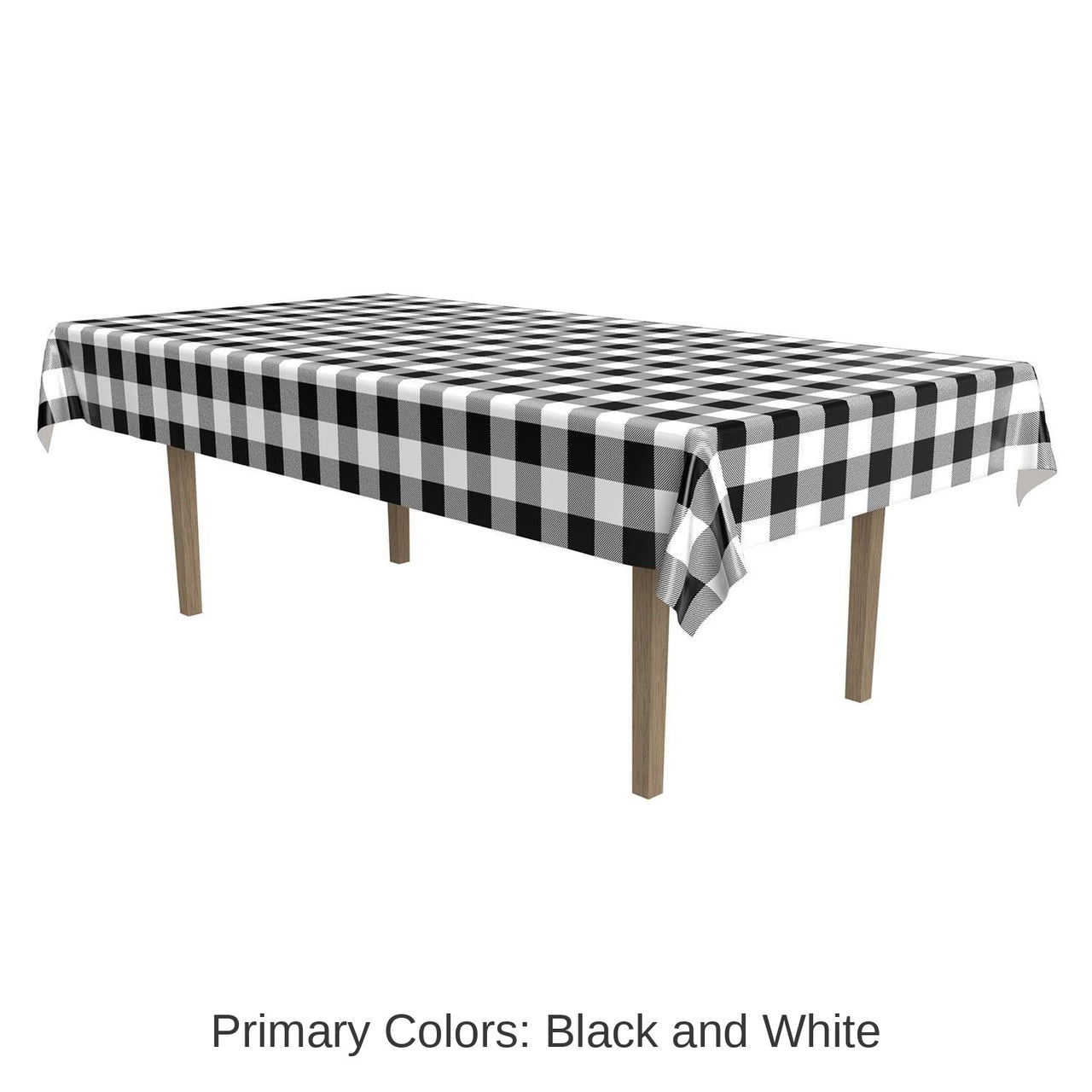 Bulk 12 Pack Bulk Black/White Plaid Party Tablecover