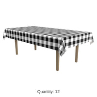 Bulk 12 Pack Bulk Black/White Plaid Party Tablecover