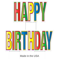 4 Pack Bulk Plastic Jumbo Happy Birthday Yard Sign Set - Multi-Color