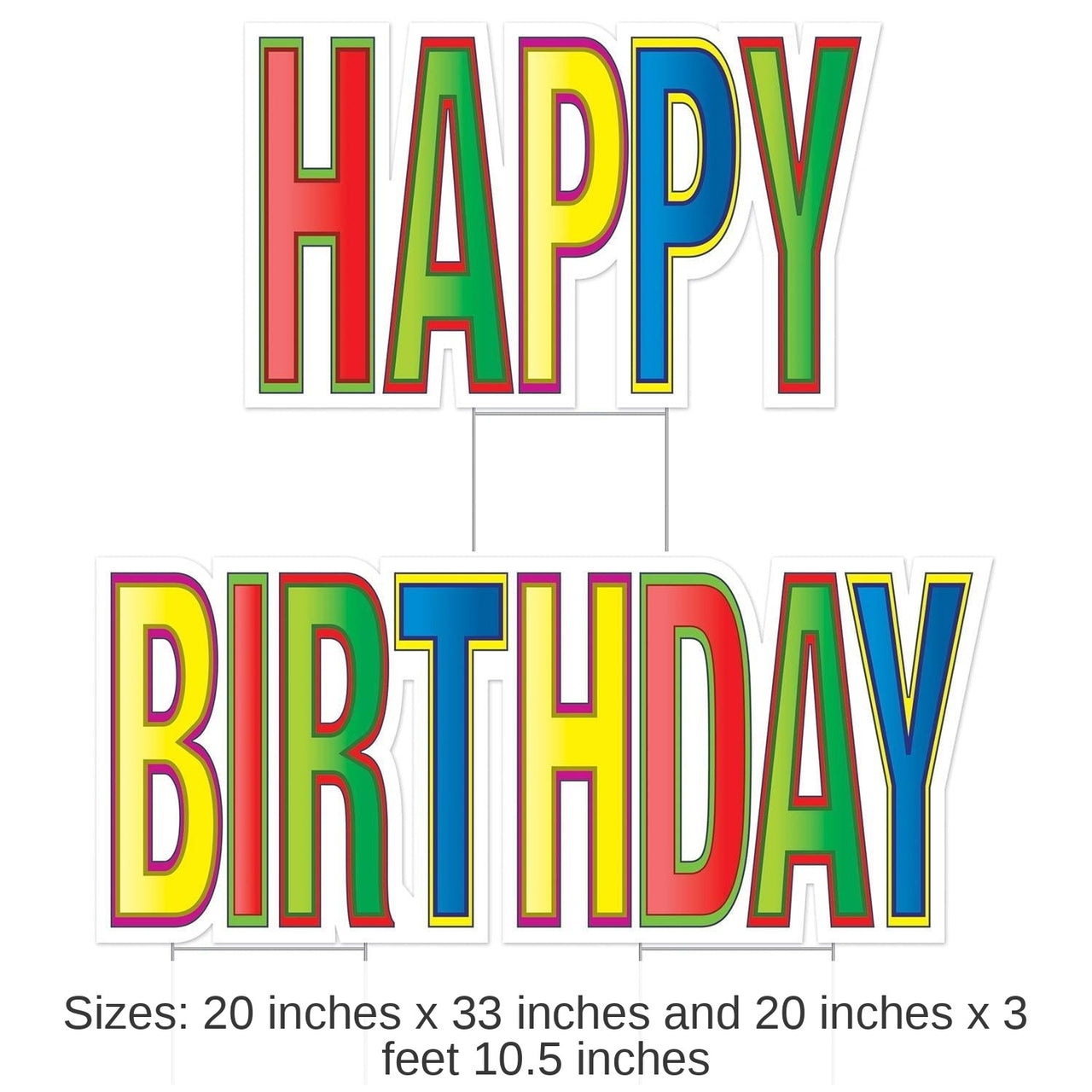 4 Pack Bulk Plastic Jumbo Happy Birthday Yard Sign Set - Multi-Color