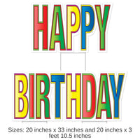 4 Pack Bulk Plastic Jumbo Happy Birthday Yard Sign Set - Multi-Color