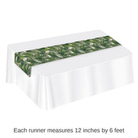 12 Pack Bulk Luau Party Palm Leaf Fabric Table Runner