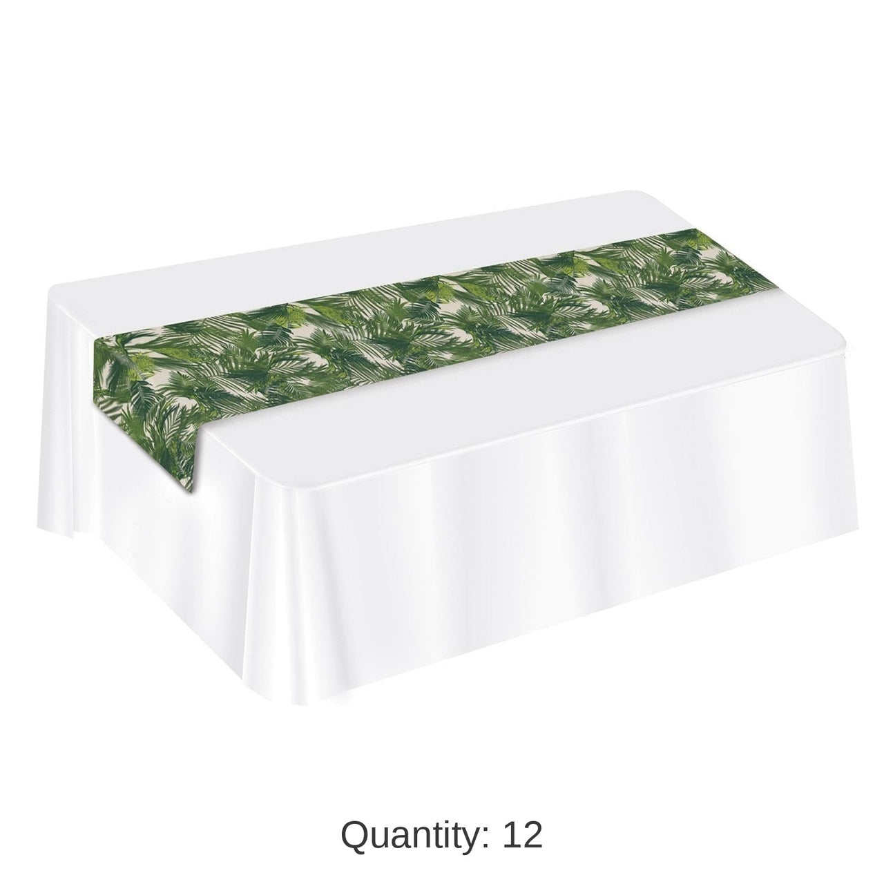 12 Pack Bulk Luau Party Palm Leaf Fabric Table Runner