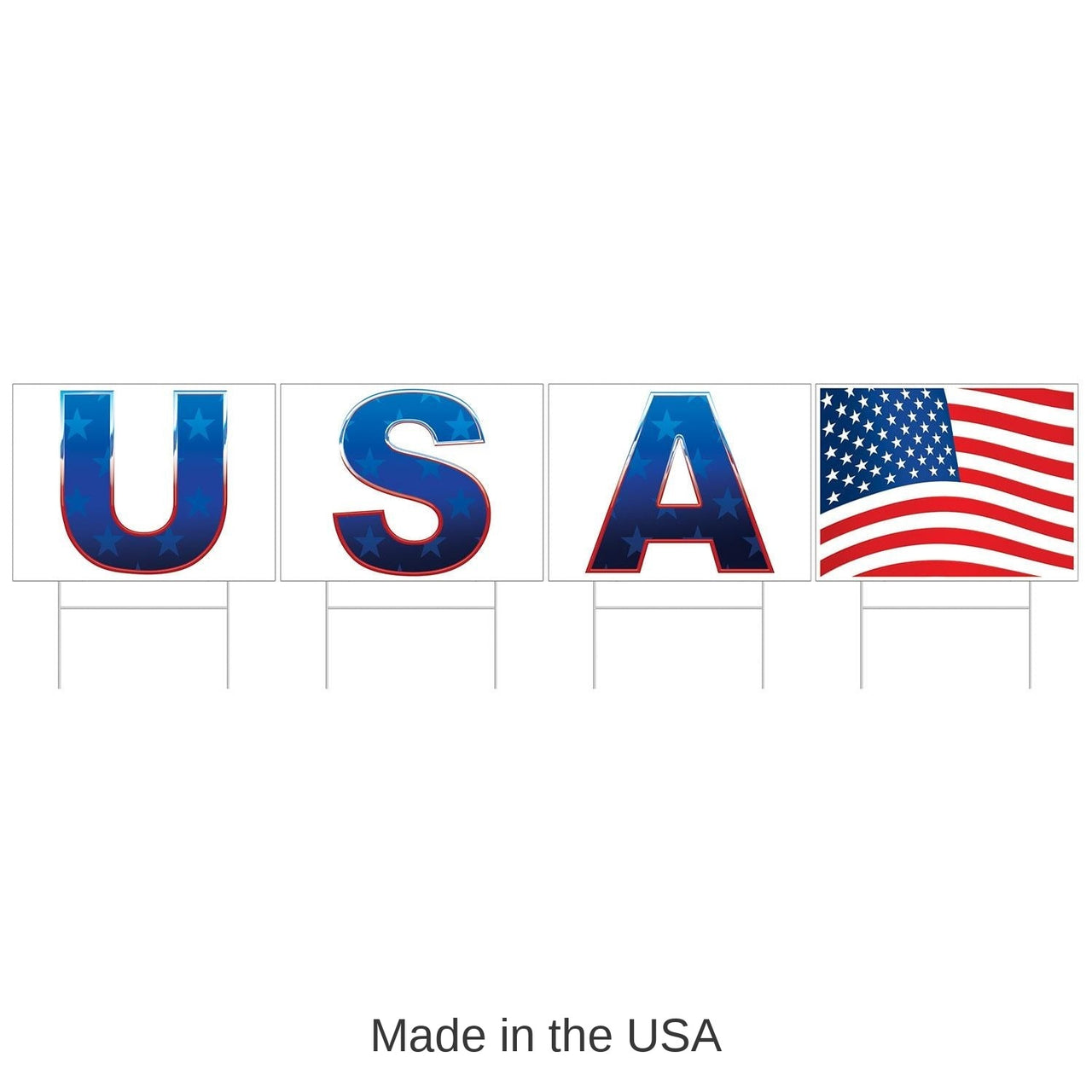 6 Pack Bulk Plastic USA Party Yard Sign