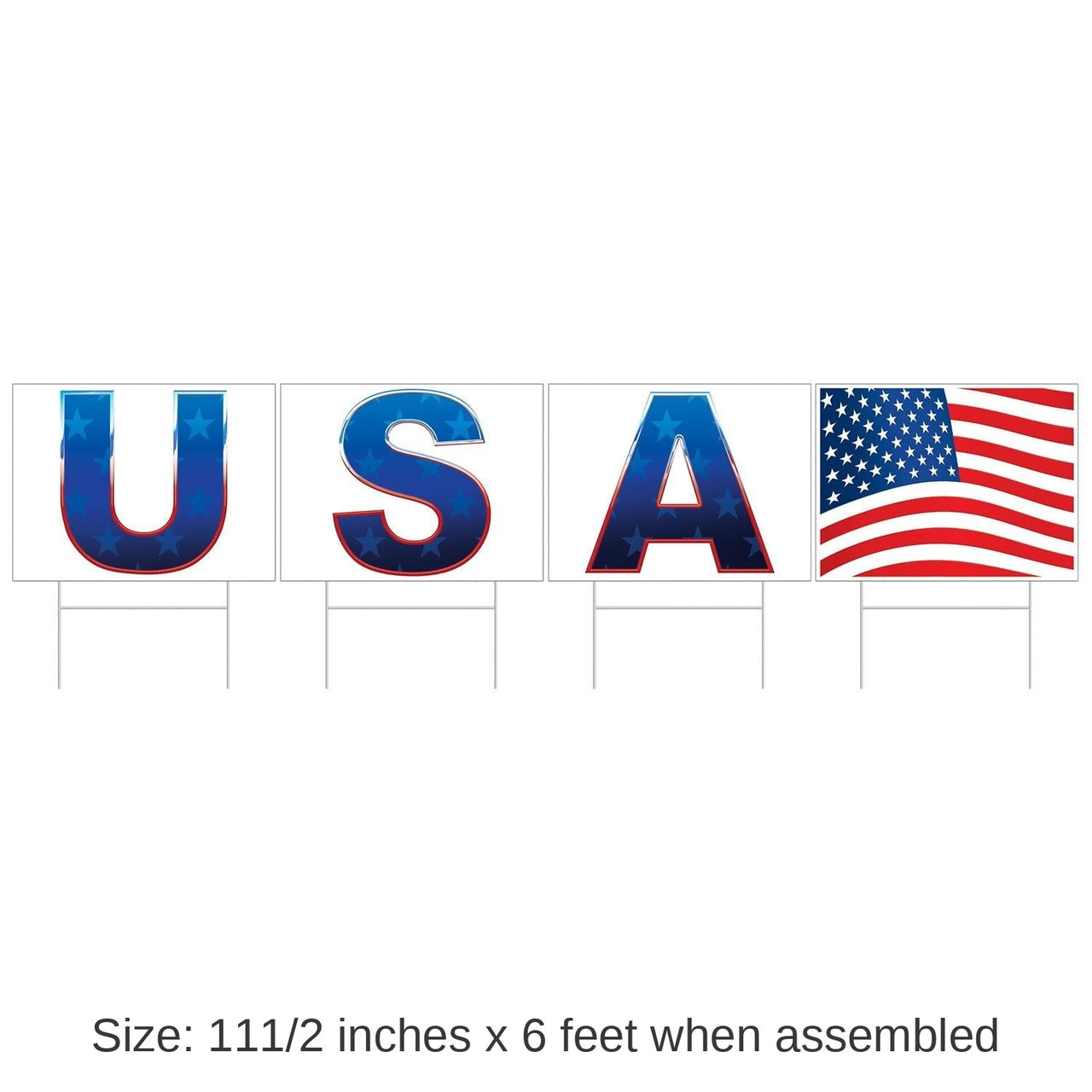 6 Pack Bulk Plastic USA Party Yard Sign